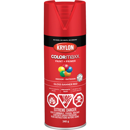 Appr&ecirc;t + peinture COLORmaxx, Rouge banni&egrave;re, Brillant, 12 oz, Canette a&eacute;rosol Moffatt Supply & Specialties