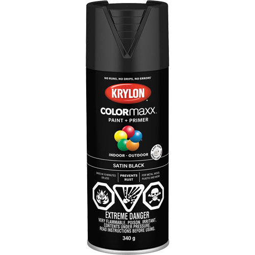 COLORmaxx Paint + Primer, Black, Semi-Flat, 12 oz., Aerosol Can Moffatt Supply & Specialties