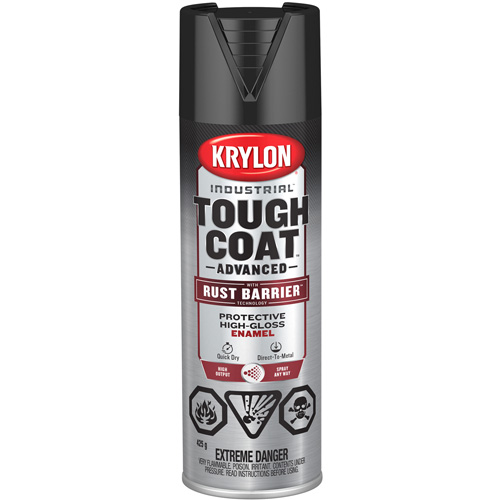 Peinture Tough Coat avec technologie Rust Barrier, Noir, Tr&egrave;s brillant, 425 g, Canette a&eacute;rosol Moffatt Supply & Specialties