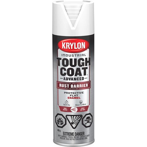 Peinture Tough Coat avec technologie Rust Barrier, Blanc, Plat, 425 g, Canette a&eacute;rosol Moffatt Supply & Specialties