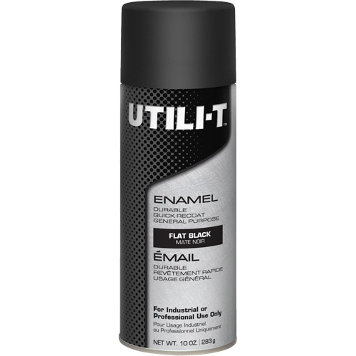 Peinture-&eacute;mail en a&eacute;rosol polyvalent UTILI-T, Noir, Plat, 10 oz/283 g, Canette a&eacute;rosol Moffatt Supply & Specialties