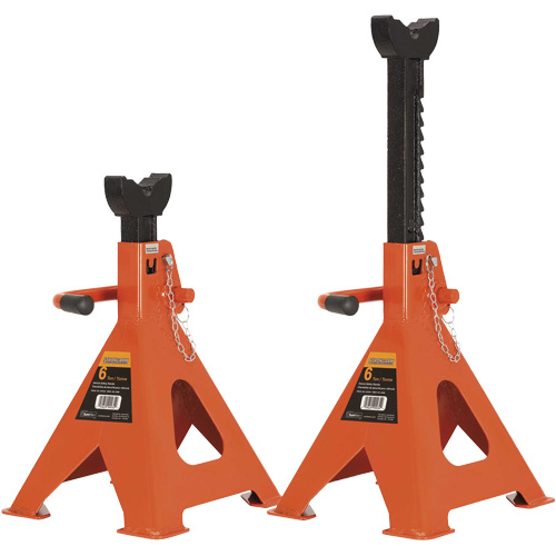 856A Jack Stands, Locking Handle/Ratchet, 6 Ton(s) Capacity, 15-1/2" - 24" H Moffatt Supply & Specialties