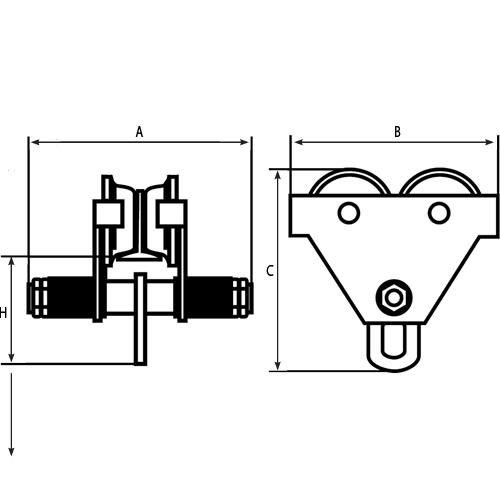Adjustable Trolleys, 1000 lbs. (0.5 tons) Moffatt Supply & Specialties
