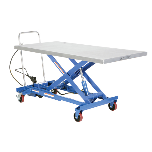 Pneumatic Hydraulic Scissor Lift Table, Steel, 63" L x 31-1/2" W, 1000 lbs. Cap. Moffatt Supply & Specialties