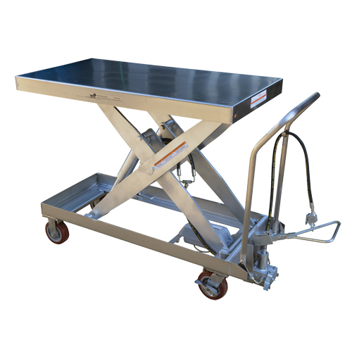 Table &eacute;l&eacute;vatrice &agrave; ciseaux hydraulique pneumatique, Acier inoxydable, 47-1/2" lo x 24" la, Cap. 2000 lb Moffatt Supply & Specialties