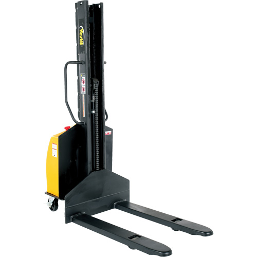 Narrow Mast Powered Lift Stacker, Electric Operated, 1500 lbs. Capacity, 118" Max Lift Moffatt Supply & Specialties