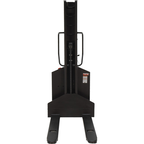 Narrow Mast Powered Lift Stacker, Electric Operated, 1000 lbs. Capacity, 63" Max Lift Moffatt Supply & Specialties
