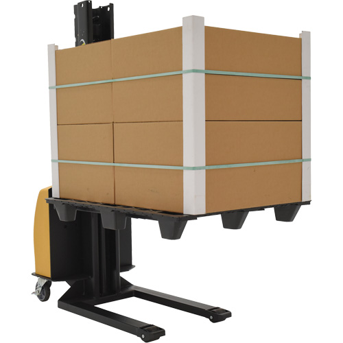 Narrow Mast Powered Lift Stacker, Electric Operated, 1000 lbs. Capacity, 63" Max Lift Moffatt Supply & Specialties