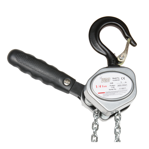 Mini Lever Hoist, 5' Lift, 500 lbs. (0.25 tons) Capacity, Zinc Plated Chain Moffatt Supply & Specialties