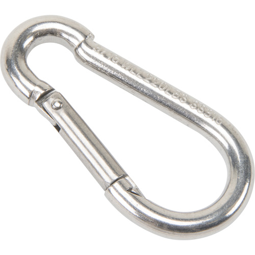 Stainless Steel Snap Hook, 220 lbs (0.11 tons) Working Load Limit, 3/16" Size, 5/16" Eye Moffatt Supply & Specialties