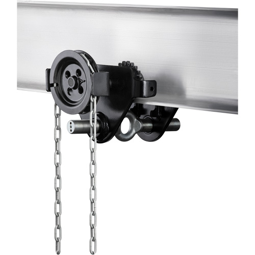 HTG Geared Clevis Trolley, 4409 lbs. (2 tons) Capacity, 2-39/64" - 8-43/64" Moffatt Supply & Specialties