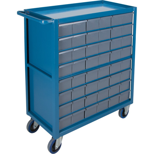 Drawer Shelf Cart, 1200 lbs. Capacity, Steel, 18" x W, 35" x H, 36" D, Rubber Wheels, All-Welded, 48 Drawers Moffatt Supply & Specialties