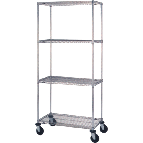 Chariots en treillis m&eacute;tallique, Chrom&eacute;, 24" x 69" x 48", Capacit&eacute; 800 lb Moffatt Supply & Specialties
