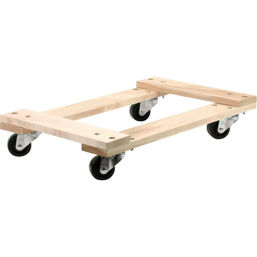 Wood Dollies - Medium-Duty, Polyolefin Wheels, 900 lbs. Capacity, 18" W x 30" D x 7" H Moffatt Supply & Specialties
