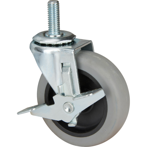 Roulette &agrave; tige, Pivotant avec frein, Diam&egrave;tre 3" (76 mm), Capacit&eacute; 80 lb (36 kg) Moffatt Supply & Specialties