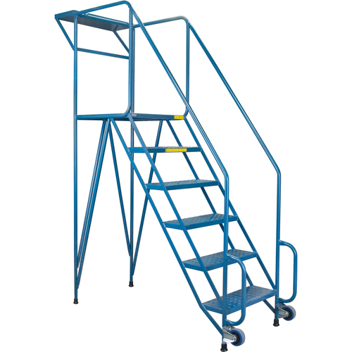 Mechanics/Maintenance Rolling Ladder, Steel, 6 Steps, 57" Platform Height Moffatt Supply & Specialties