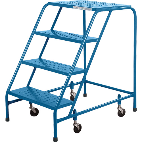Escabeau roulant CSA, 4 marches, Largeur de la marche 22", Hauteur de la plateforme 37", Acier Moffatt Supply & Specialties
