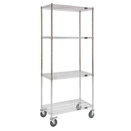 Wire Shelf Cart, Chrome Plated, 48" x 80" x 24", 800 lbs. Capacity Moffatt Supply & Specialties