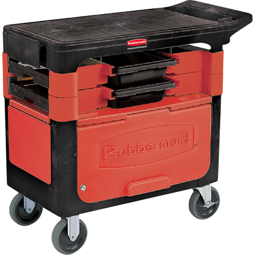 Trades Carts With Lockable Cabinet, 2 Drawers, 38" L x 19-1/4" W x 33-3/8" H, Black Moffatt Supply & Specialties