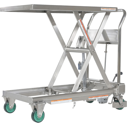 Hydraulic Scissor Lift Table, 31-1/2" L x 19-1/2" W, Stainless Steel, 550 lbs. Capacity Moffatt Supply & Specialties
