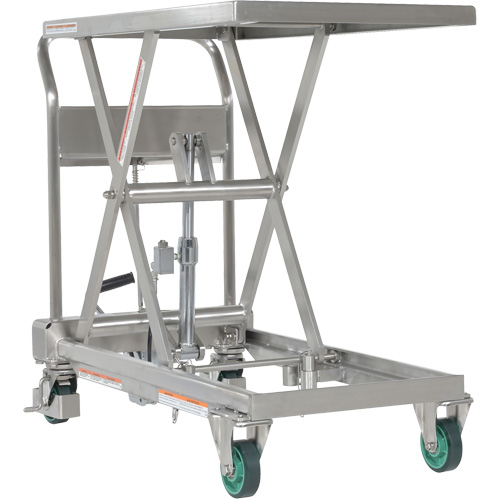 Hydraulic Scissor Lift Table, 31-1/2" L x 19-1/2" W, Stainless Steel, 550 lbs. Capacity Moffatt Supply & Specialties