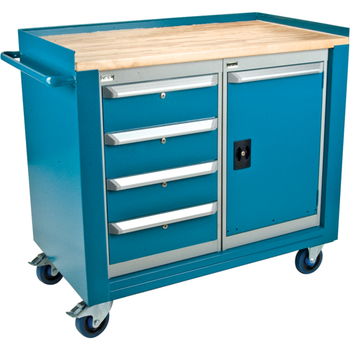 Industrial Duty Mobile Service Workbenches, Wood Surface Moffatt Supply & Specialties