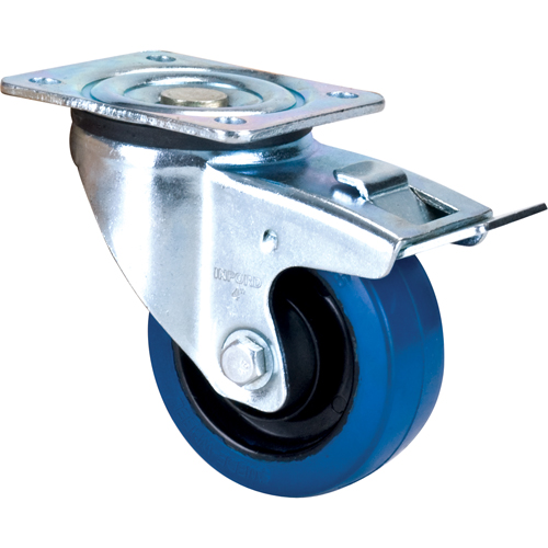 Blue Caster, Swivel with Brake, 4" (101.6 mm), Rubber, 350 lbs. (158.8 kg.) Moffatt Supply & Specialties