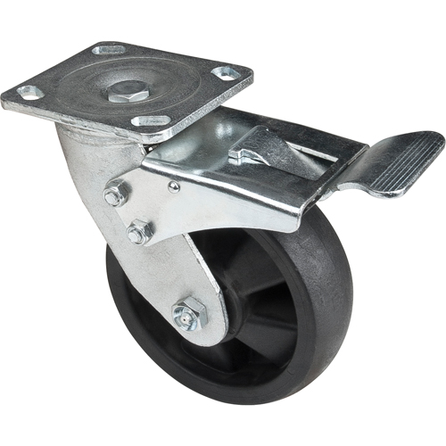 Hi-Temp Caster, Swivel with Brake, 6" (152.4 mm), Nylon, 880 lbs. (399 kg.) Moffatt Supply & Specialties