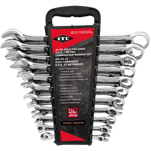 ICWP-22SM Wrench Set, Combination, 22 Pieces, Imperial and Metric Moffatt Supply & Specialties