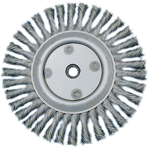 Knot Twisted Wire Wheel, 6" Dia., 0.02" Fill, 5/8"-1/2 Arbor, Steel Moffatt Supply & Specialties
