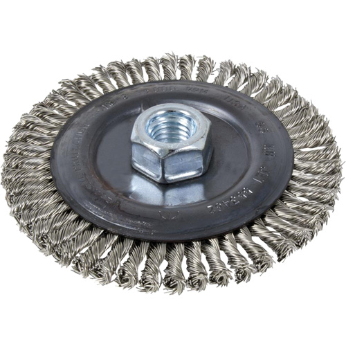 Brosse pour cordon de soudure, Dia. 4", Fils 0,022", Arbre 5/8"-11, Acier inoxydable Moffatt Supply & Specialties