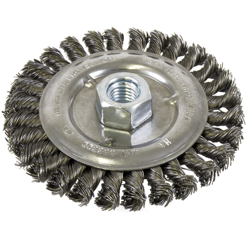 Standard Face Knot Wire Wheel Threaded, 5" Dia., 0.022" Fill, 5/8"-11 Arbor, Steel Moffatt Supply & Specialties