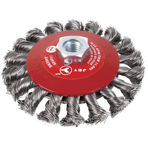 BK520T Knot-Twisted Conical Bevel Brush, 5" Dia., 5/8-11 Arbor Moffatt Supply & Specialties