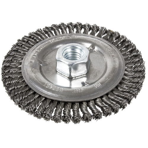 Brosse pour cordon de soudure, Dia. 5", Fils 0,022", Arbre 5/8"-11, Acier Moffatt Supply & Specialties