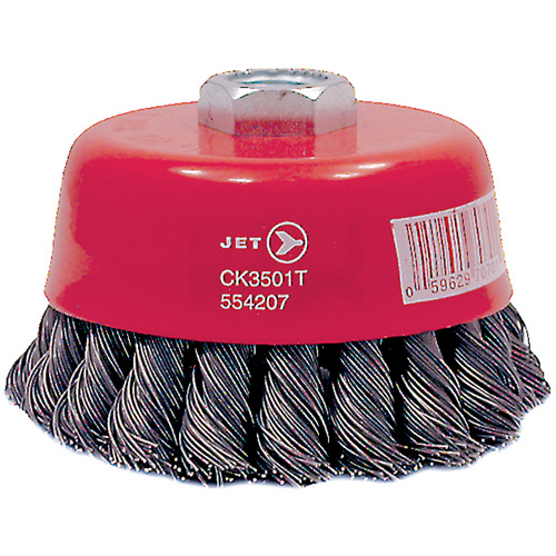 CK3501T High Performance Knot Twisted Cup Brush, 3-1/2" Dia., 0.02" Fill, 5/8"-11 Arbor, Steel Moffatt Supply & Specialties