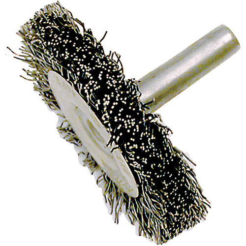Brosse radiale &agrave; fils cr&ecirc;p&eacute;s mont&eacute; sur mandrin ER200-12, 2", Fils ,012" Moffatt Supply & Specialties