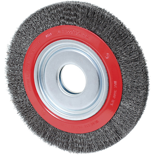 Crimped Wire Wheel, 10" Dia., 0.014" Fill, 2" Arbor Moffatt Supply & Specialties