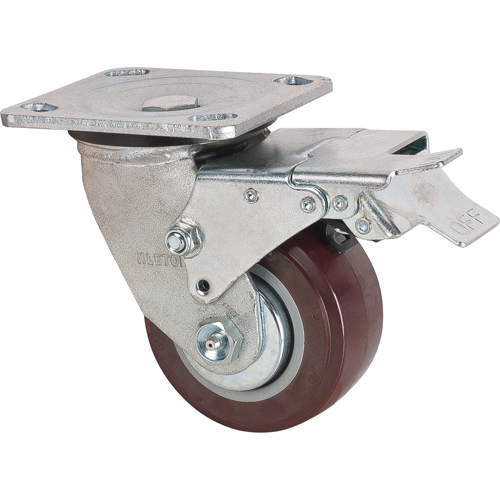 Roulette, Pivotant avec frein, 4" (101,6 mm), Polyur&eacute;thane,  Moffatt Supply & Specialties
