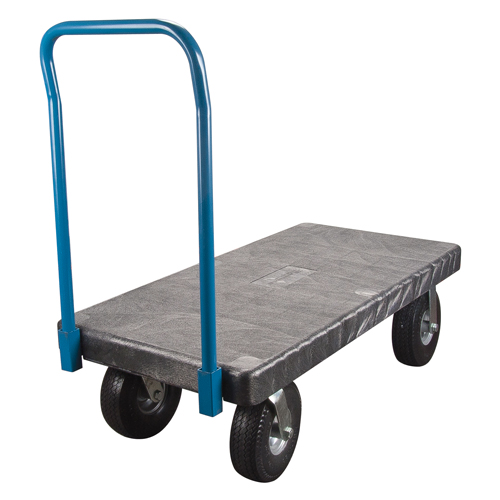 Plastic Platform Truck, 48" L x 24" W, 1000 lbs. Cap., Pneumatic Wheels Moffatt Supply & Specialties