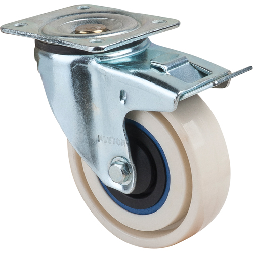 Roulettes sandwich, Pivotant avec frein, 4" (101,6 mm), Nylon, 440 lb (199,58 kg) Moffatt Supply & Specialties