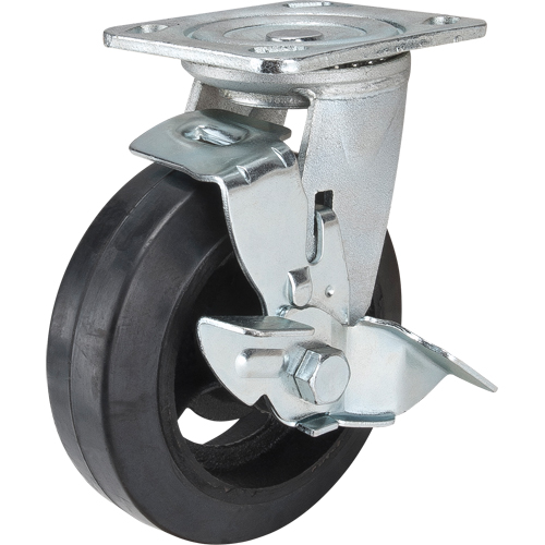 Mold-on Caster, Swivel with Brake, 6" (152.4 mm), Rubber, 550 lbs. (249 kg.) Moffatt Supply & Specialties