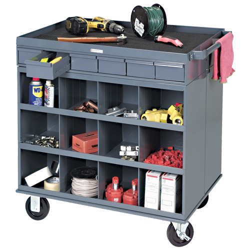Poste de travail &agrave; deux c&ocirc;t&eacute;s mobile et robuste, 1200 lb Capacit&eacute;, Acier, 34" x la, 34" x ha, 24" p, Enti&egrave;rement soud&eacute;, 6 tirroirs Moffatt Supply & Specialties
