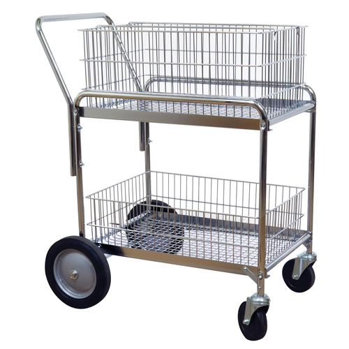 Chariot de bureau en treillis m&eacute;tallique pour le courrier, 200 lb Capacit&eacute;, Chrome, 23-3/4" p x 33-1/2" la x 38-1/4" h, Chrom&eacute; Moffatt Supply & Specialties