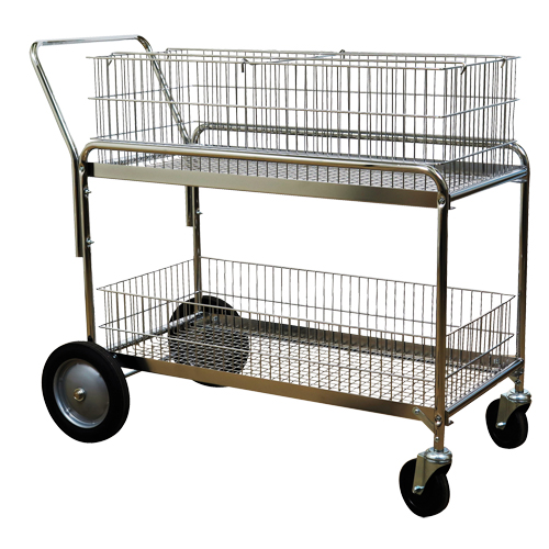 Chariot de bureau en treillis m&eacute;tallique pour le courrier, 250 lb Capacit&eacute;, Chrome, 23-3/4" p x 43" la x 38-1/2" h, Chrom&eacute; Moffatt Supply & Specialties
