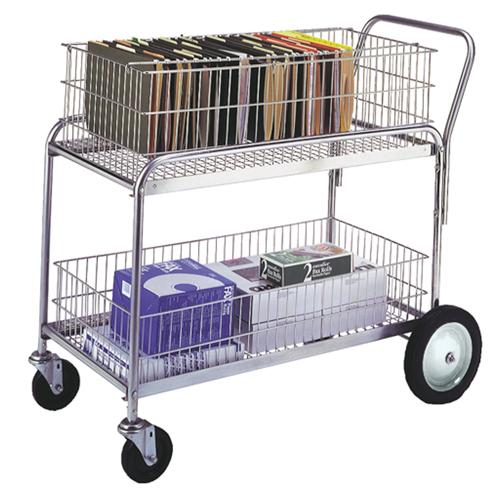 Chariot de bureau en treillis m&eacute;tallique pour le courrier, 250 lb Capacit&eacute;, Chrome, 23-3/4" p x 43" la x 38-1/2" h, Chrom&eacute; Moffatt Supply & Specialties