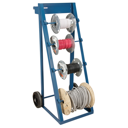 Portable Wire Reel Caddy, Steel, 4 Rod, 24-1/2" W x 49" H x 23" D, 400 lbs. Capacity Moffatt Supply & Specialties