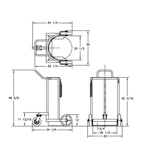 Large Liquid Gas Cylinder Truck LCC, Polyurethane Wheels, 20" W x 20" D Base, 1000 lbs. Moffatt Supply & Specialties