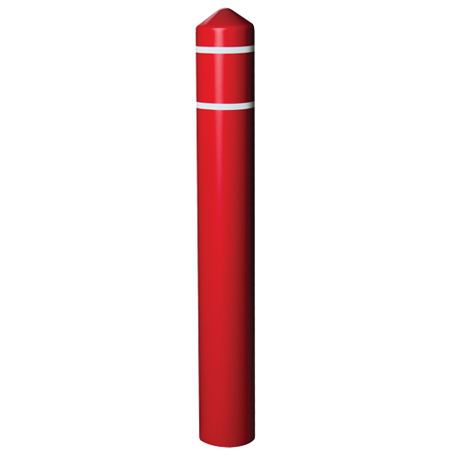 Smooth Bollard Cover With Reflective Stripes, 8" Dia. x 56" L, Red Moffatt Supply & Specialties