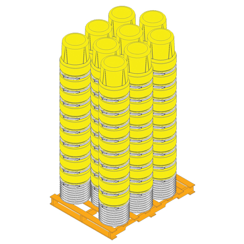 Baril emboîtable en poly&eacute;thyl&egrave;ne, 10 gal. US (8,33 gal. imp.), Dessus ouvert, Jaune Moffatt Supply & Specialties