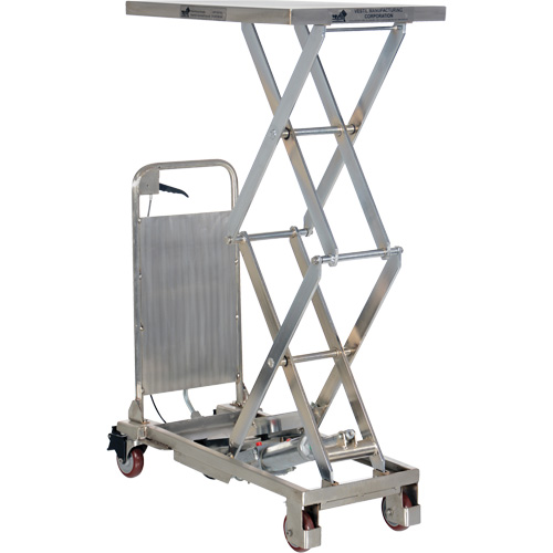 Manual Hydraulic Scissor Lift Table, 27-1/2" L x 17-3/4" W, Partial Stainless Steel, 220 lbs. Capacity Moffatt Supply & Specialties